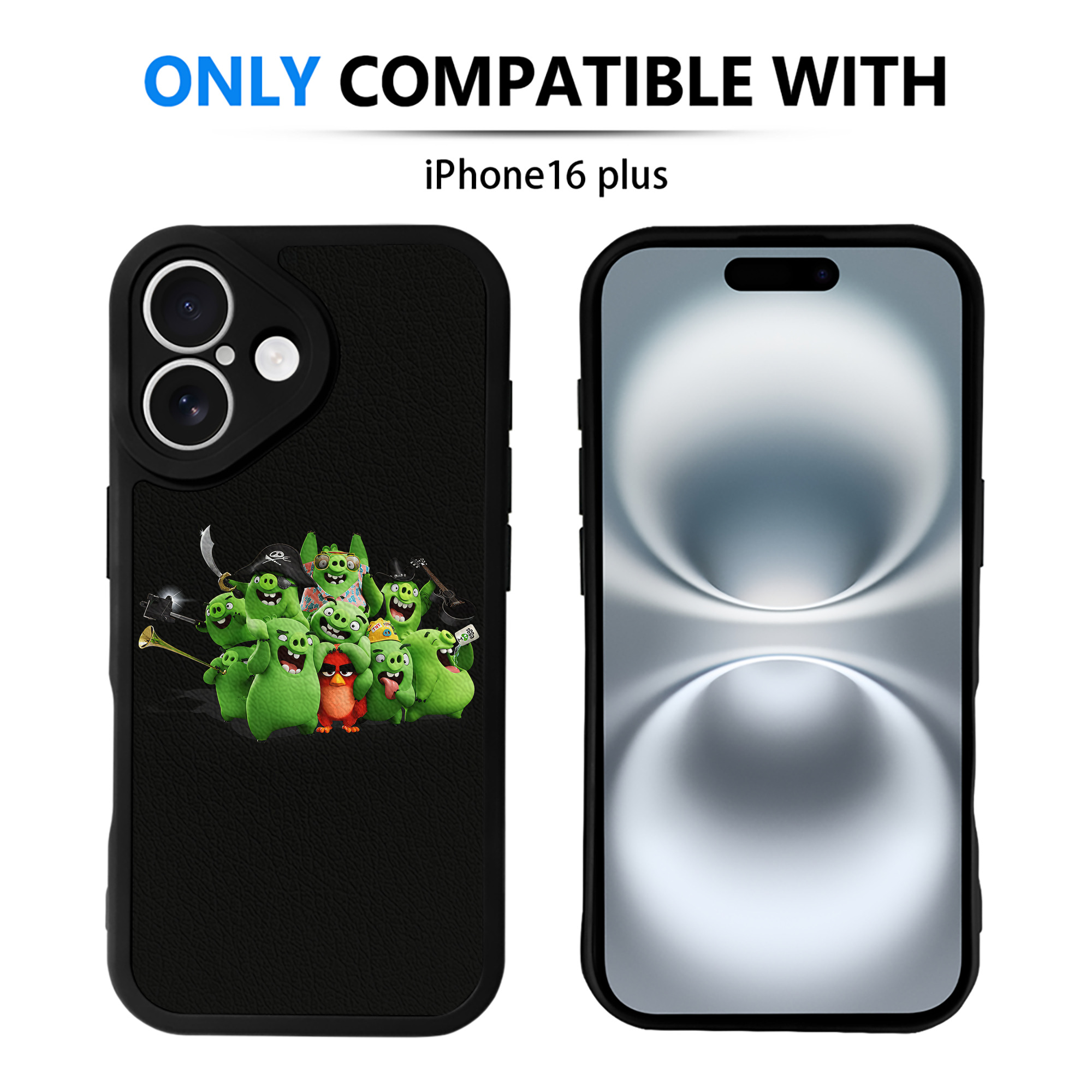 （画像用） Angry Birds アングリーバード 【iPhone 16シリーズ対応】シリコンスマホケース（レザー調） 材質：シリコン